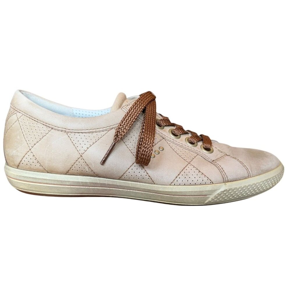 Ecco Hydromax Beige Leather Spikeless Street Golf Cleat Shoes Womens 37 US 6-6.5